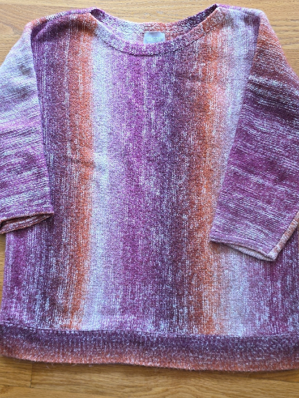 Chico's Crewneck Sweater in Plum, Rust, and Cream